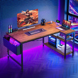 Computer Desk L Shaped Gaming Desk with Storage Shelves & Power Outlets, Home Office Desk for Writing Bedroom Dorm