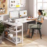 Computer Desk L Shaped Gaming Desk with Storage Shelves & Power Outlets, Home Office Desk for Writing Bedroom Dorm