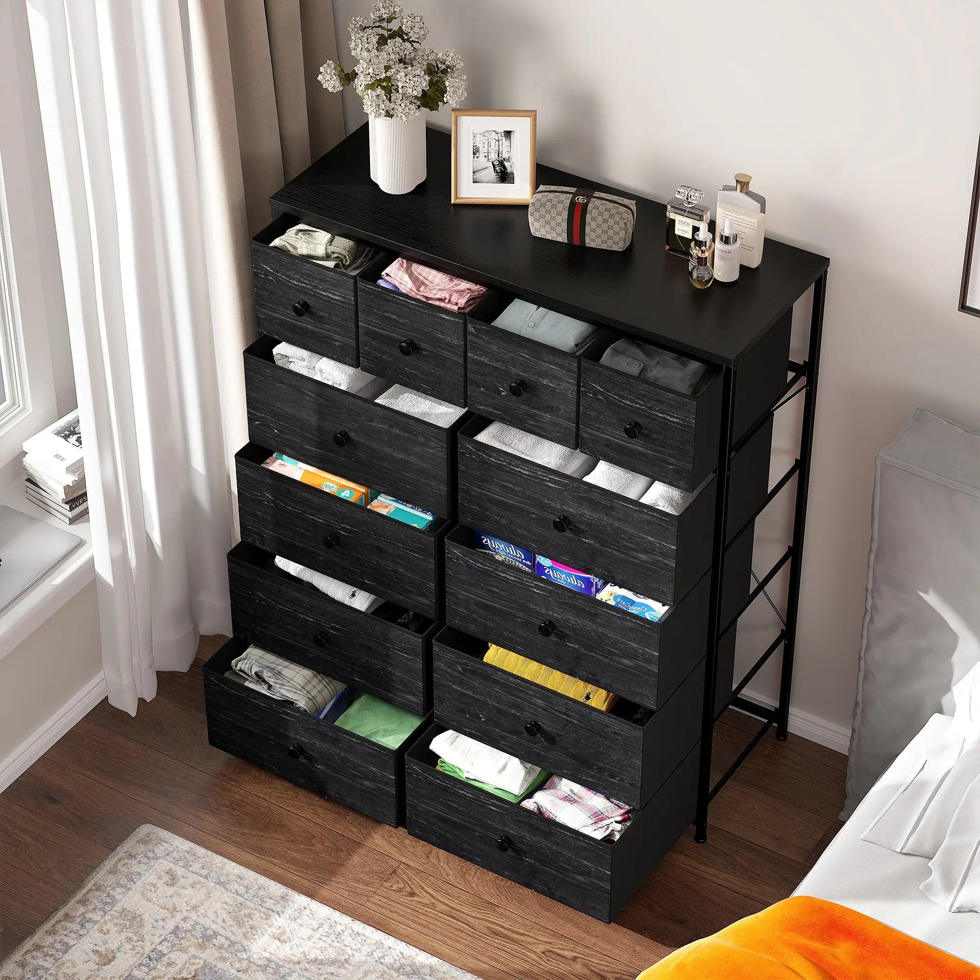 40.7"W 12 Drawers Dresser for Bedroom, Pantry, Chest for Living Room w Reibii 40.7"W 12 Drawers Dresser for Bedroom, Pantry, Chest for Living Room w Reibii