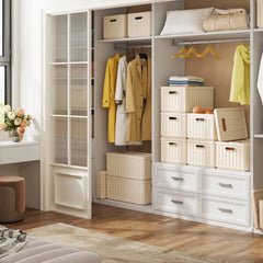 Enhomee stackable storage bins with Lids,Plastic Storage Bins with Lids Closet Organizer
