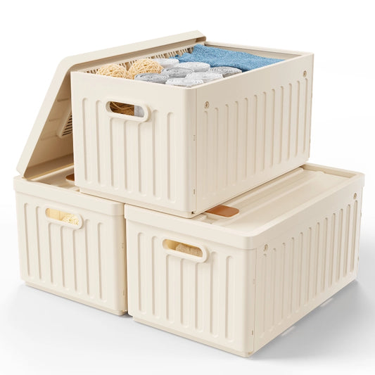 Enhomee stackable storage bins with Lids,Plastic Storage Bins with Lids Closet Organizer 800