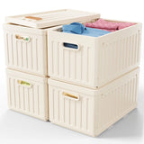 Enhomee stackable storage bins with Lids,Plastic Storage Bins with Lids Closet Organizer