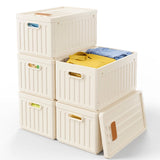 Enhomee stackable storage bins with Lids,Plastic Storage Bins with Lids Closet Organizer