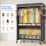 Raybee 81" H Rolling Garment Rack on Cover,445lbs Portable Closet & Adjustable Clothing Rack with Wheels For Bedroom