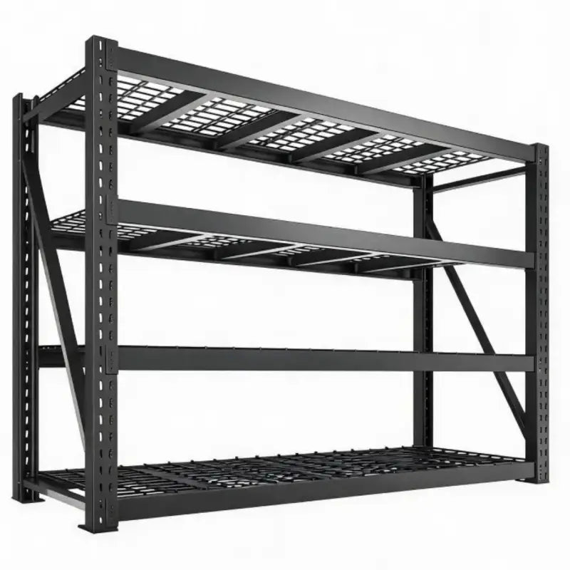 REIBII 4-Tier 77.2"W x 24"D x 72"H Freestanding Bulk Storage Rack with Steel Wire Decking