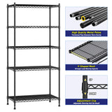 Reibii 5-Tier Adjustable Metal Wire Shelving Unit, 21.5 Inch Wide Heavy Duty 1000 LBS Storage Rack Organizer for Pantry, Kitchen, Dorm & Garage