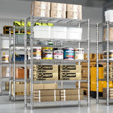 REIBII 35.5"W Chrome Wire Shelving, 5-Tier 1200LBS Adjustable Metal Shelves for Closet Kitchen Pantry