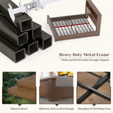 Reibii 900lbs Platform Bed Frame with Storage Headboard & 4 Drawers, LED Lighting with USB Charging