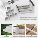 Reibii 900lbs Platform Bed Frame with Storage Headboard & 4 Drawers, LED Lighting with USB Charging