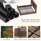 Reibii 900lbs Platform Bed Frame with Storage Headboard & 4 Drawers, LED Lighting with USB Charging