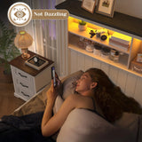 Reibii 900lbs Platform Bed Frame with Storage Headboard & 4 Drawers, LED Lighting with USB Charging