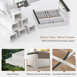 Reibii 900lbs Platform Bed Frame with Storage Headboard & 4 Drawers, LED Lighting with USB Charging