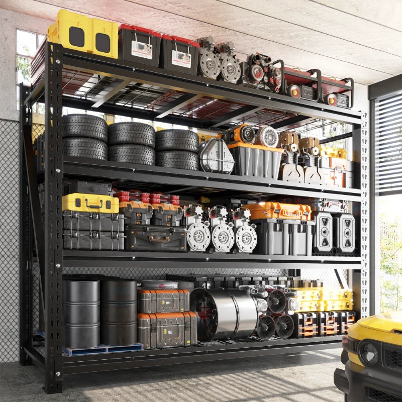 Reibii  5000lbs Garage Shelving Heavy Duty 4-Tier Metal Adjustable Storage Shelves for Warehouse, Workshop, Basement, Industrial Organization, 60" W X 18" D X 72" H
