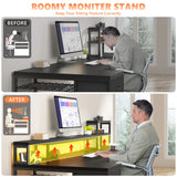 71" W Carbon Fiber Gaming Desk, L Shaped Computer Desk with Drawer & Power Outlet