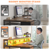 71" W Carbon Fiber Gaming Desk, L Shaped Computer Desk with Drawer & Power Outlet