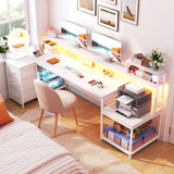 71" W Carbon Fiber Gaming Desk, L Shaped Computer Desk with Drawer & Power Outlet