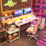 71" W Carbon Fiber Gaming Desk, L Shaped Computer Desk with Drawer & Power Outlet