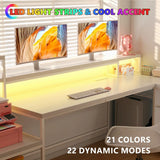 71" W Carbon Fiber Gaming Desk, L Shaped Computer Desk with Drawer & Power Outlet