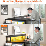 57"W Gaming Computer Desk with Monitor Stand Shelves, Modern Office Desk with Drawers