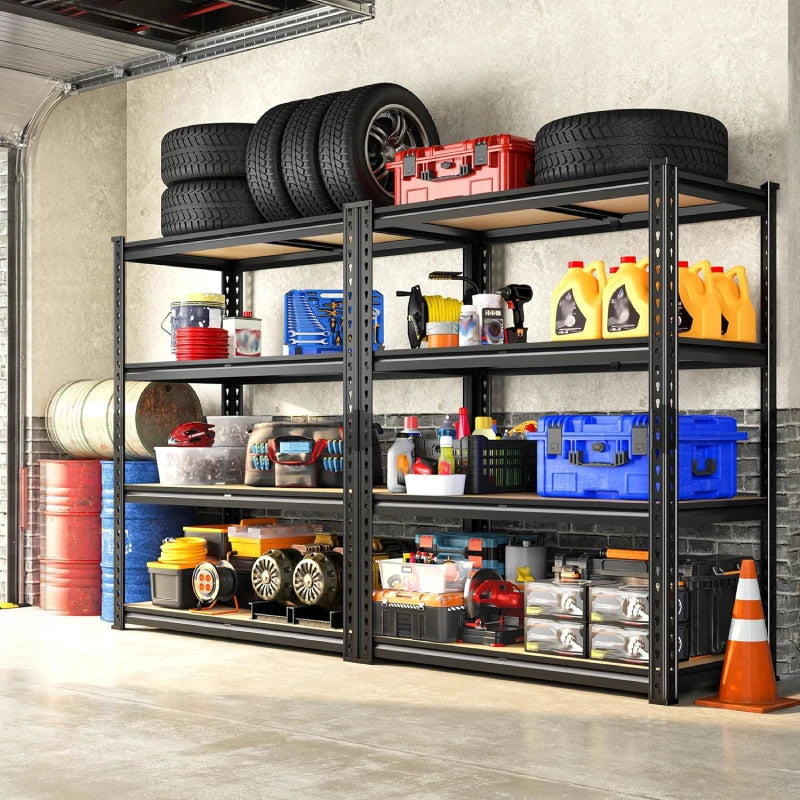 Reibii 2 Pack Garage Shelving Units Heavy Duty Load 3200 LBS Total, 60"H Metal Storage Shelves for Kitchen Pantry Garage