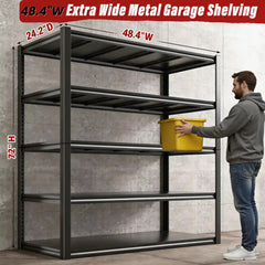 REIBII 5-Tier 72" H Garage Shelving, 3000LBS Adjustable Metal Shelving Unit, Storage Shelves For Warehouse, Basement & Industrial
