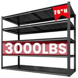 REIBII 78"H Storage Shelves 3000LBS Garage Shelving Heavy Duty Adjustable Metal Shelves Unit for Storage Rack