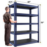 REIBII 72"H Garage Shelving Unit 2050 LBS,Adjustable 5-Tier Metal Shelving Unit,Sturdy Metal Shelving for Basement, Warehouse
