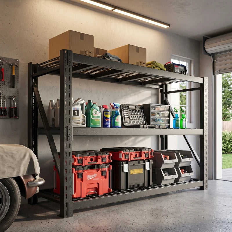 REIBII 68" W Heavy Duty Garage Shelving,Adjustable Storage Shelves for Warehouse, Garage, Basement, Shop