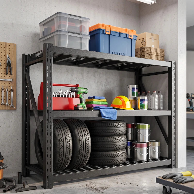 REIBII 68" W Heavy Duty Garage Shelving,Adjustable Storage Shelves for Warehouse, Garage, Basement, Shop