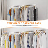 Raybee Garment Rack with Wheels, 298 lbs Commercial Clothes Rack for Hanging
