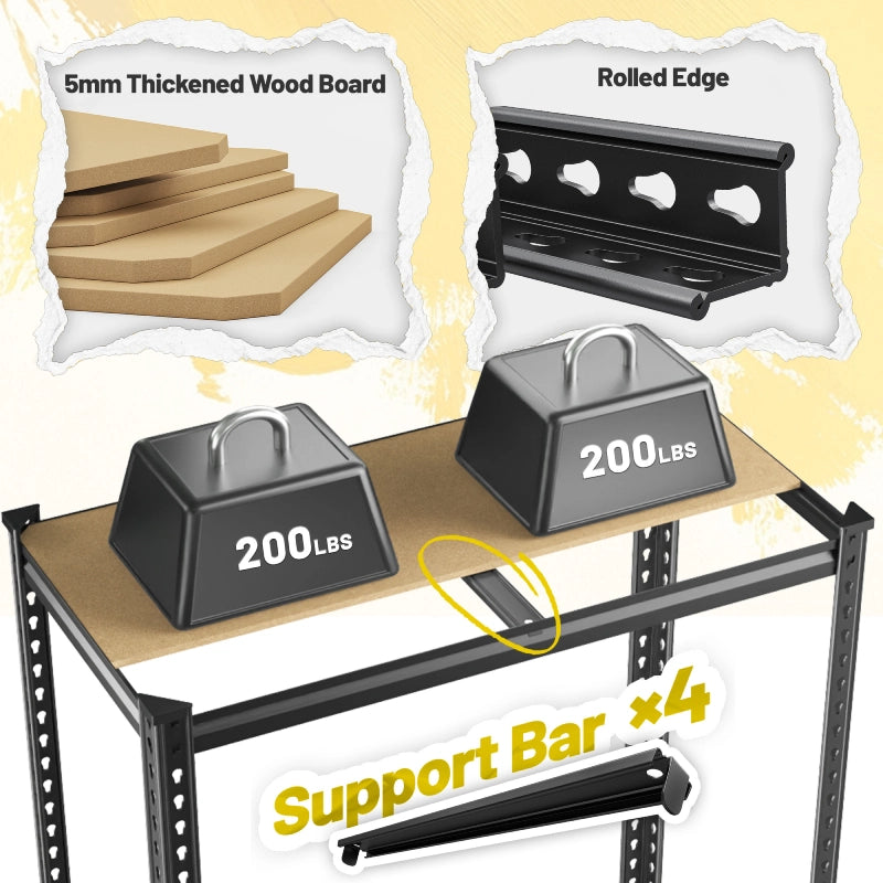 Heavy Duty Adjustable Garage Shelving Unit with Large Capacity，Metal Storage Shelves for Warehouse, Pantry, Basement Organization