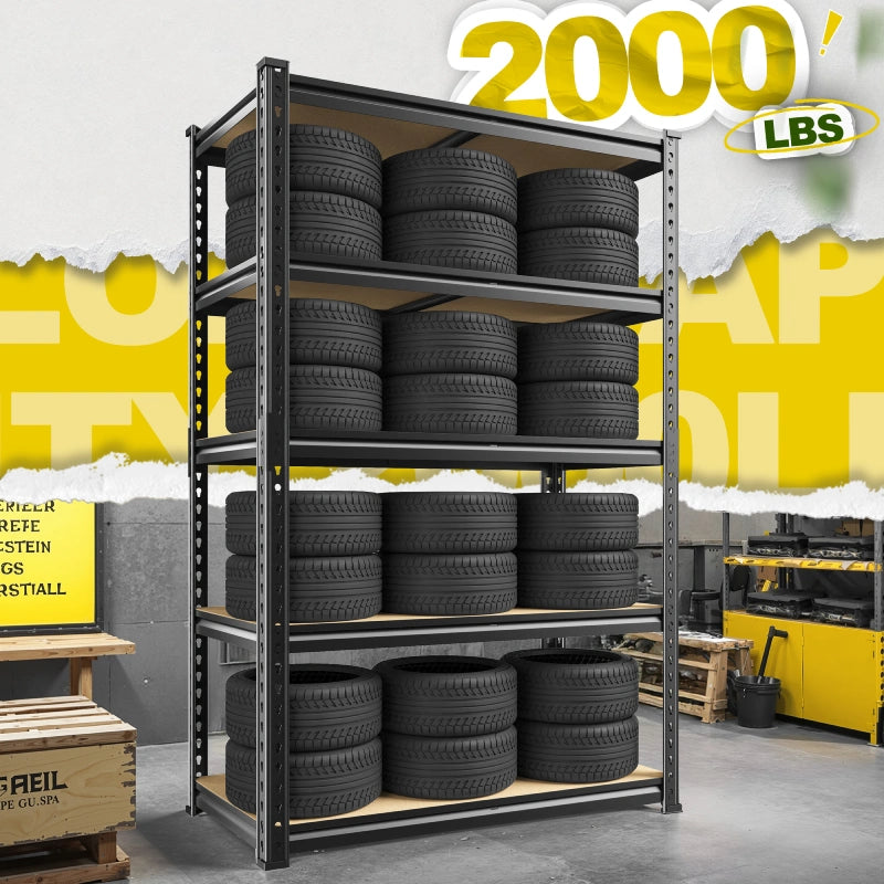 Heavy Duty Adjustable Garage Shelving Unit with Large Capacity，Metal Storage Shelves for Warehouse, Pantry, Basement Organization