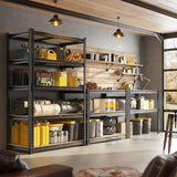 Heavy Duty Adjustable Garage Shelving Unit with Large Capacity，Metal Storage Shelves for Warehouse, Pantry, Basement Organization