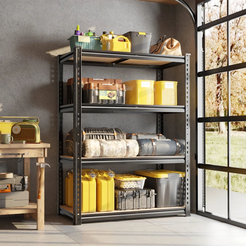 Heavy Duty Adjustable Garage Shelving Unit with Large Capacity，Metal Storage Shelves for Warehouse, Pantry, Basement Organization