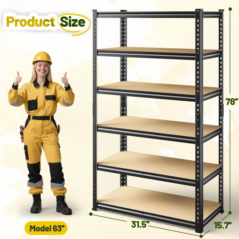 Heavy Duty Adjustable Garage Shelving Unit with Large Capacity，Metal Storage Shelves for Warehouse, Pantry, Basement Organization