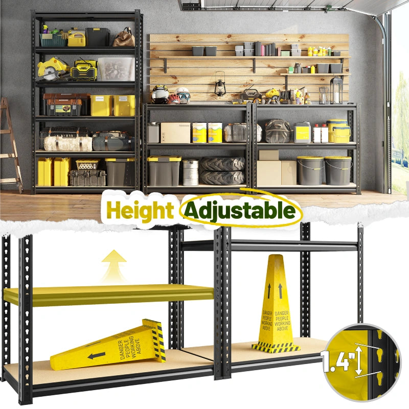 Heavy Duty Adjustable Garage Shelving Unit with Large Capacity，Metal Storage Shelves for Warehouse, Pantry, Basement Organization