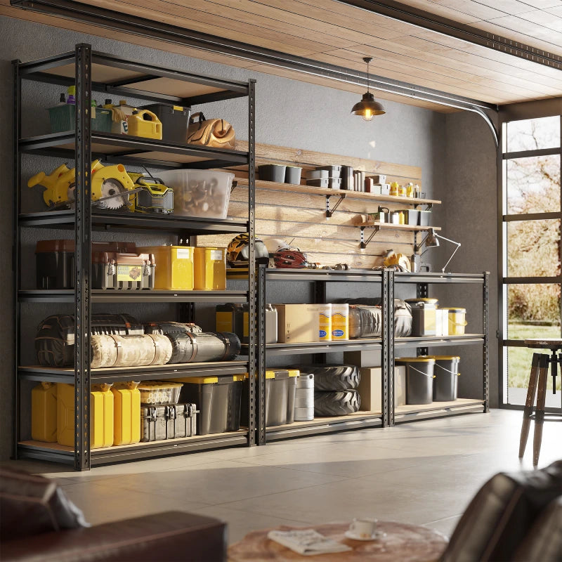 Heavy Duty Adjustable Garage Shelving Unit with Large Capacity，Metal Storage Shelves for Warehouse, Pantry, Basement Organization