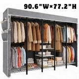 Raybee 90.6'' W x 77.2"H 1200lbs Heavy Duty Clothes Rack with Cover, Freestanding Garment Rack for Bedroom