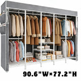 Raybee 90.6'' W x 77.2"H 1200lbs Heavy Duty Clothes Rack with Cover, Freestanding Garment Rack for Bedroom