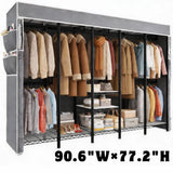 Raybee 90.6'' W x 77.2"H 1200lbs Heavy Duty Clothes Rack with Cover, Freestanding Garment Rack for Bedroom