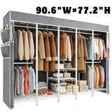 Raybee 90.6'' W x 77.2"H 1200lbs Heavy Duty Clothes Rack with Cover, Freestanding Garment Rack for Bedroom