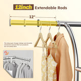 Raybee 78"W Heavy Duty Rolling Clothes Rack with Shelves, 650 LBS Adjustable Commercial Clothing Rack