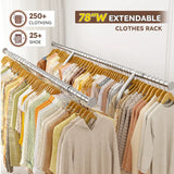 Raybee 78"W Heavy Duty Rolling Clothes Rack with Shelves, 650 LBS Adjustable Commercial Clothing Rack