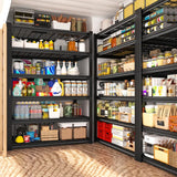 REIBII 48"W Heavy Duty Garage Shelving 6-Tier Adjustable Metal Shelves with Grid Plates for Basement Warehouse Garage