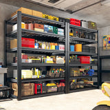 REIBII 48"W Heavy Duty Garage Shelving 6-Tier Adjustable Metal Shelves with Grid Plates for Basement Warehouse Garage