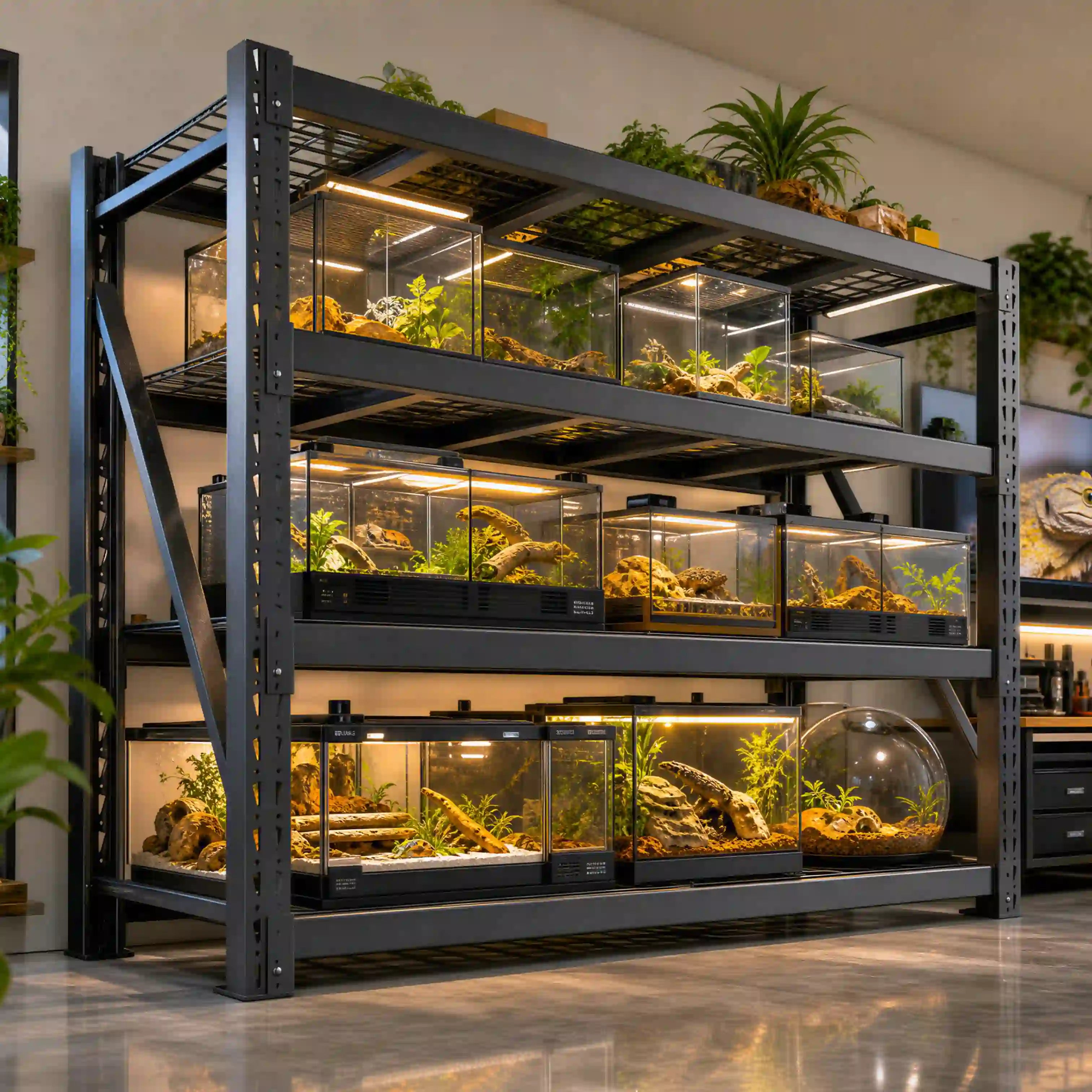 REIBII 68" W 4-Tier Heavy Duty Garage Shelving 9400 lbs Adjustable Storage Shelves for Warehouse, Garage, Basement, Shop
