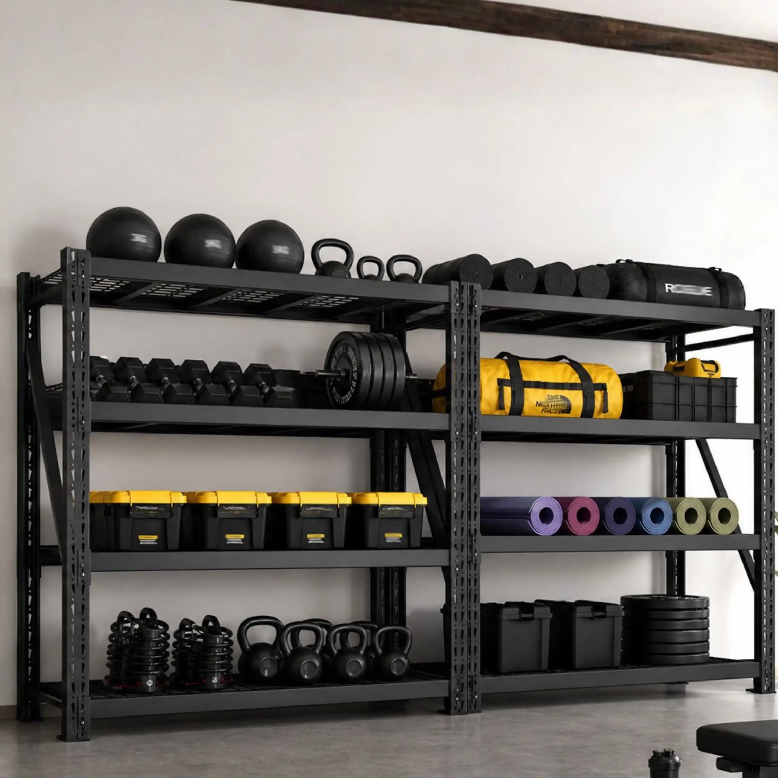 REIBII 68" W 4-Tier Heavy Duty Garage Shelving 9400 lbs Adjustable Storage Shelves for Warehouse, Garage, Basement, Shop