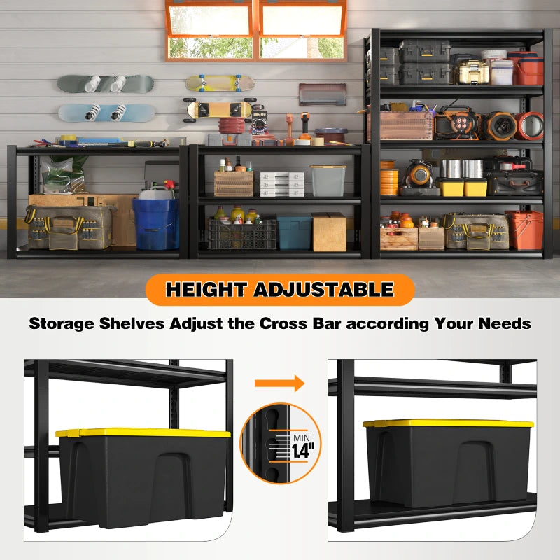 REIBII 72" H Heavy Duty Garage Shelving, Adjustable Storage Shelving Basement Shelving for Warehouse
