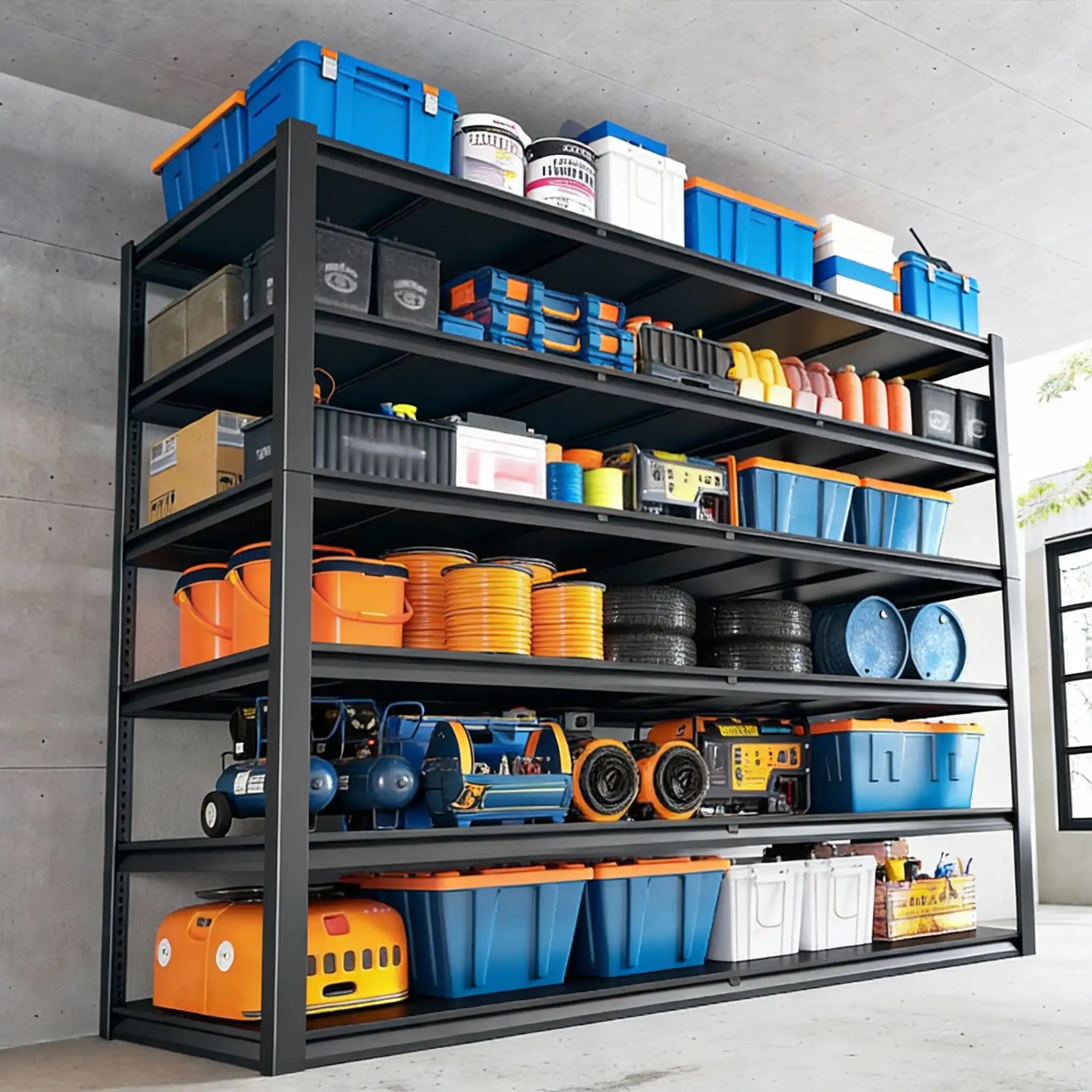 REIBII 55"W x 84"H 3600LBS Heavy Duty Industrial Garage Shelving,6-Tier Adjustable Storage Shelving Units For Basement&Warehouse