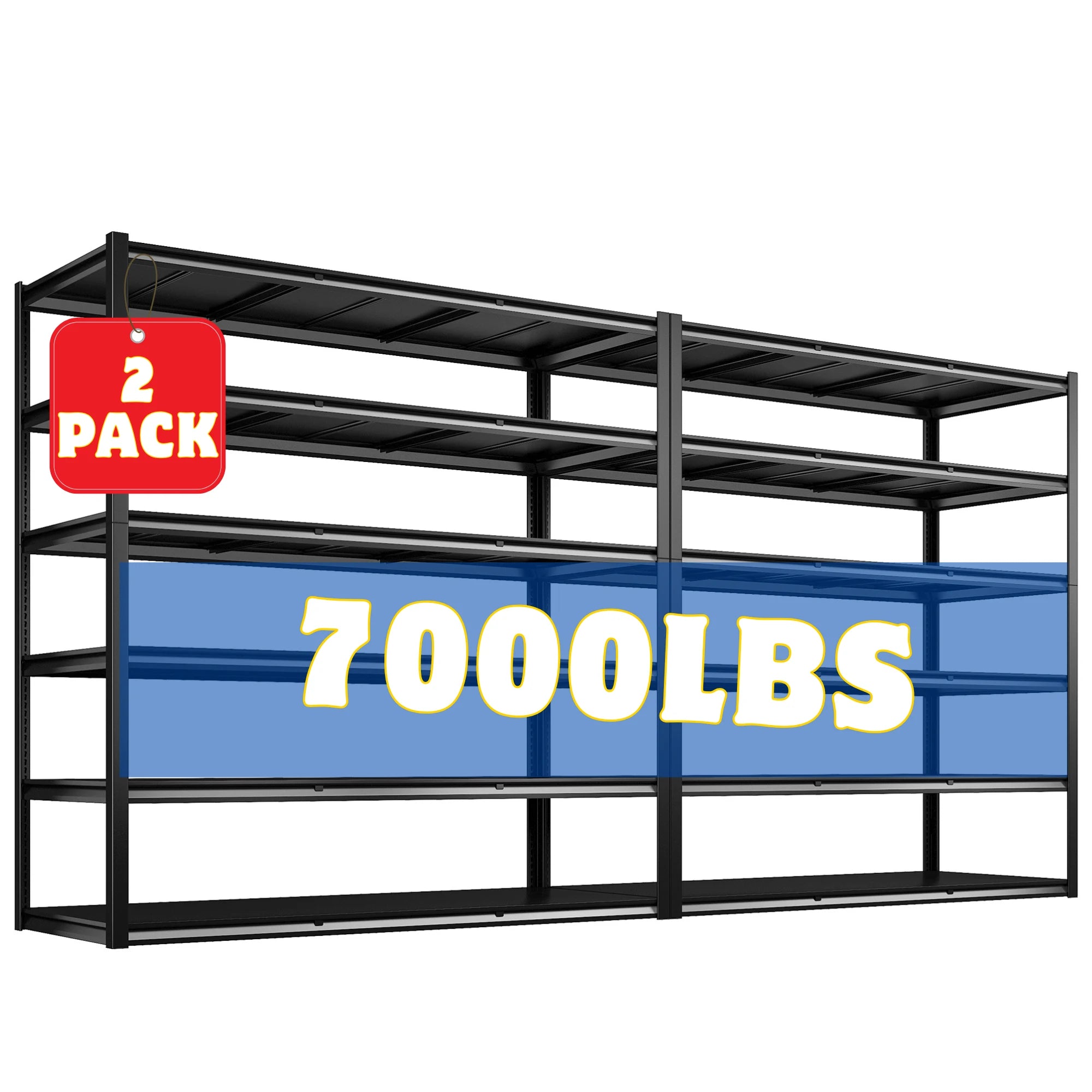 REIBII 84"H 7000LBS 2PC Heavy Duty Industrial Garage Shelving,6-tier Adjustable Storage Shelves for Garage,Warehouse, Basement